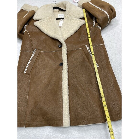 Avec Les Filles Anthropologie Coat Women Brown Faux Shearling Boho Size XL NWT - Picture 4 of 12